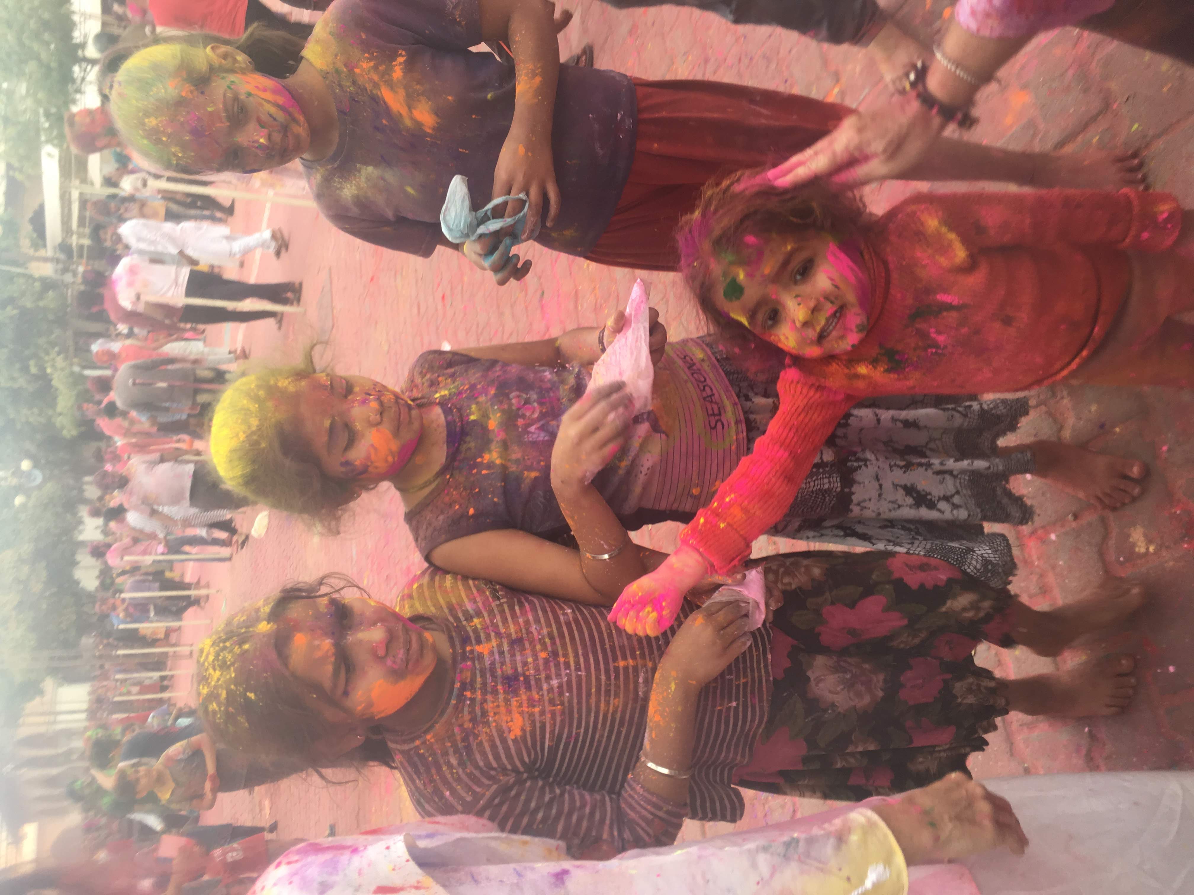 Kids in color powder at Holi celebration- Jaipur